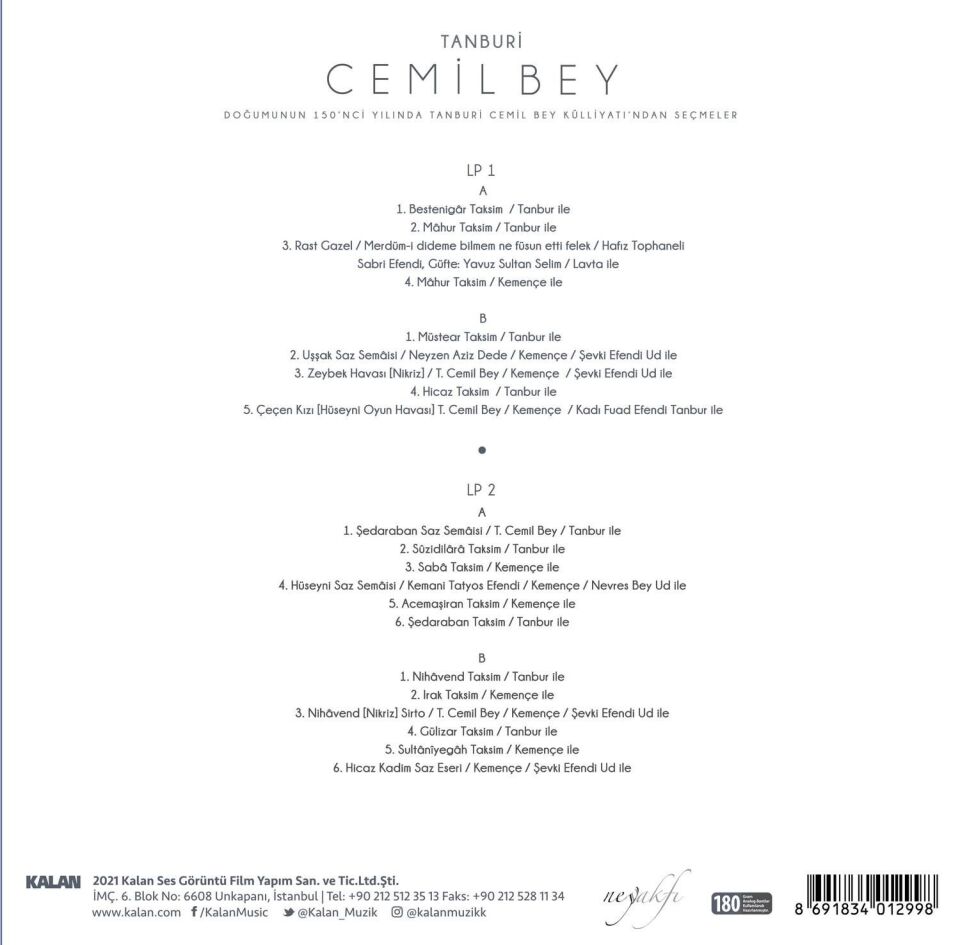 Tanburi Cemil Bey Külliyatından Seçmeler 2'li Plak