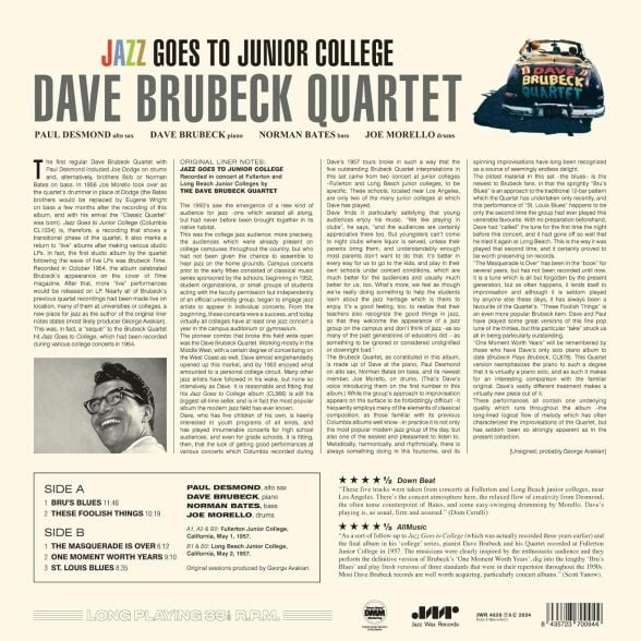 Dave Brubeck Quartet - Jazz Goes to Junior College Plak