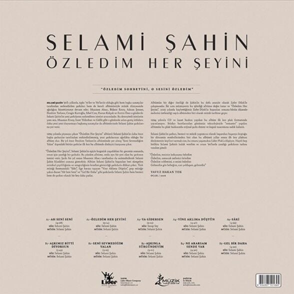 Selami Şahin - Özledim Her Şeyini Plak
