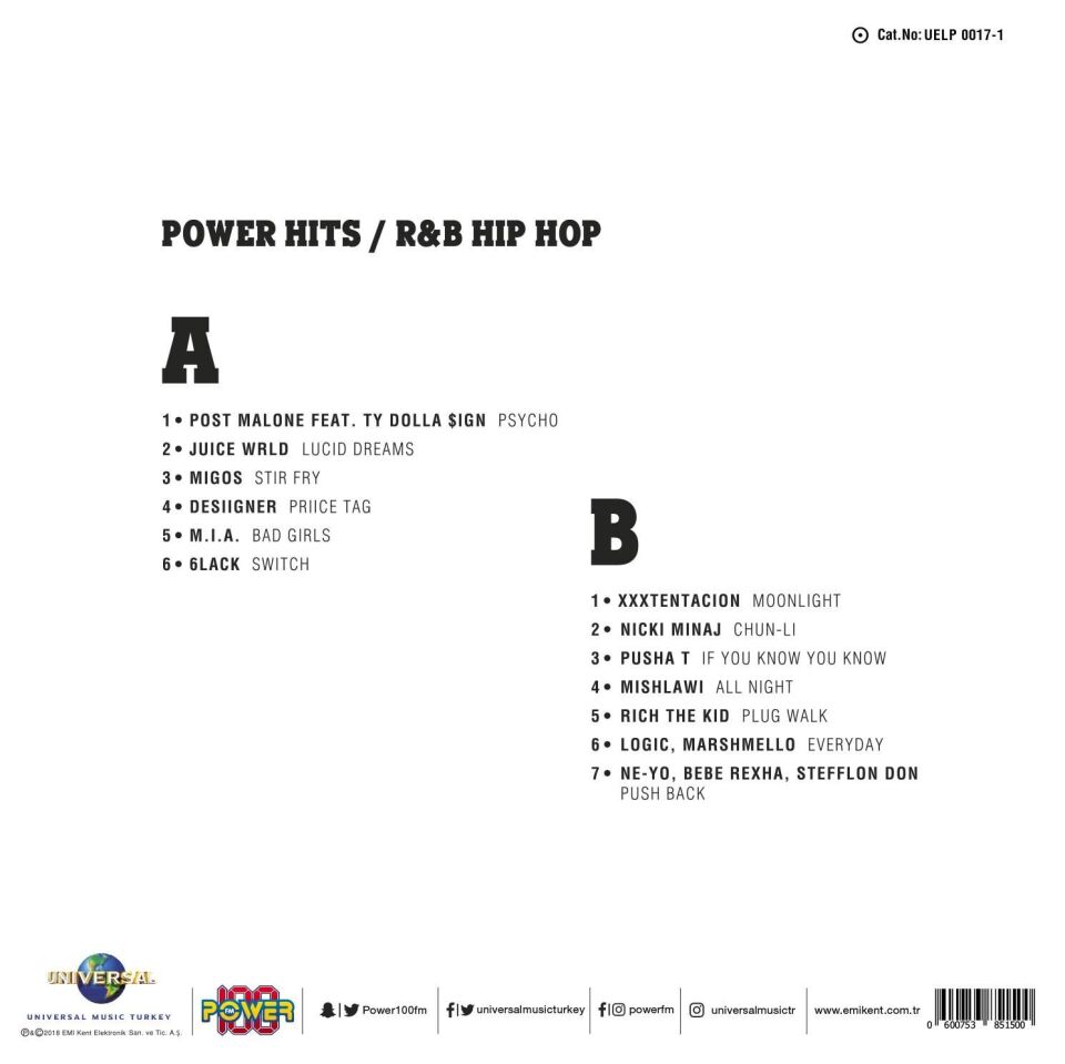 Power Hits - R&B Hip Hop 33'lük Plak