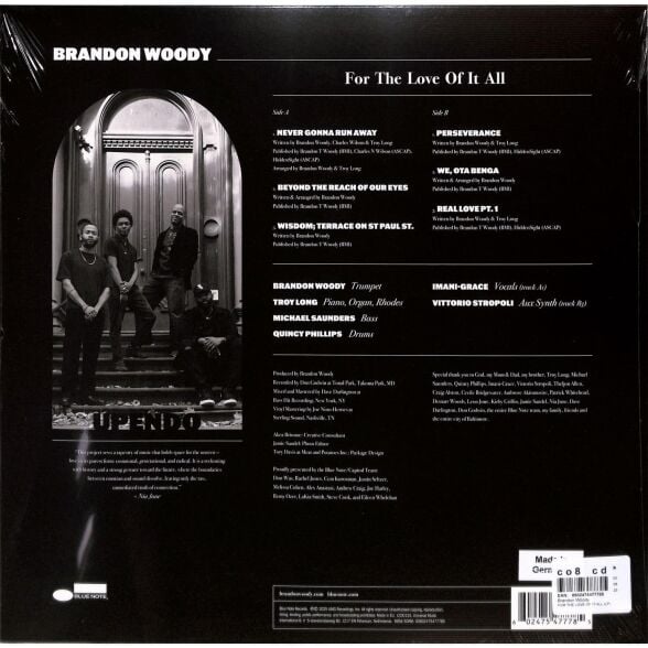 Brandon Woody - For The Love Of It All Plak