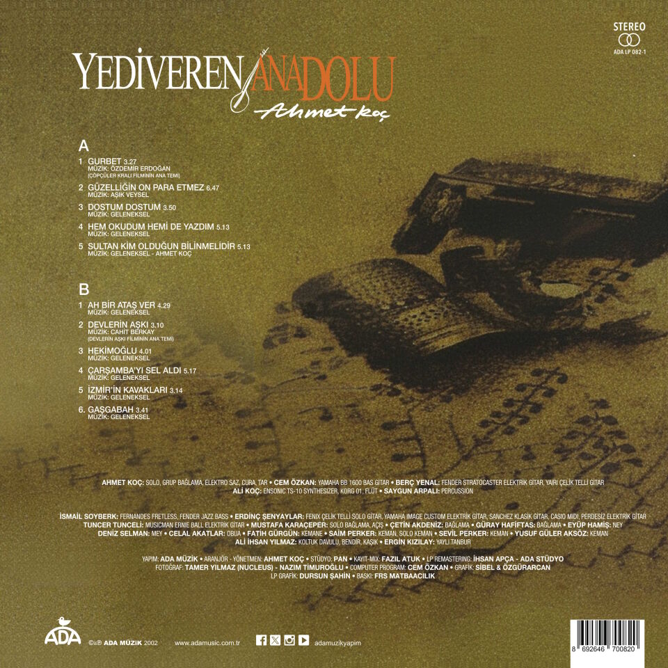 Ahmet Koç – Yediveren Anadolu (Enstrümantal) Plak