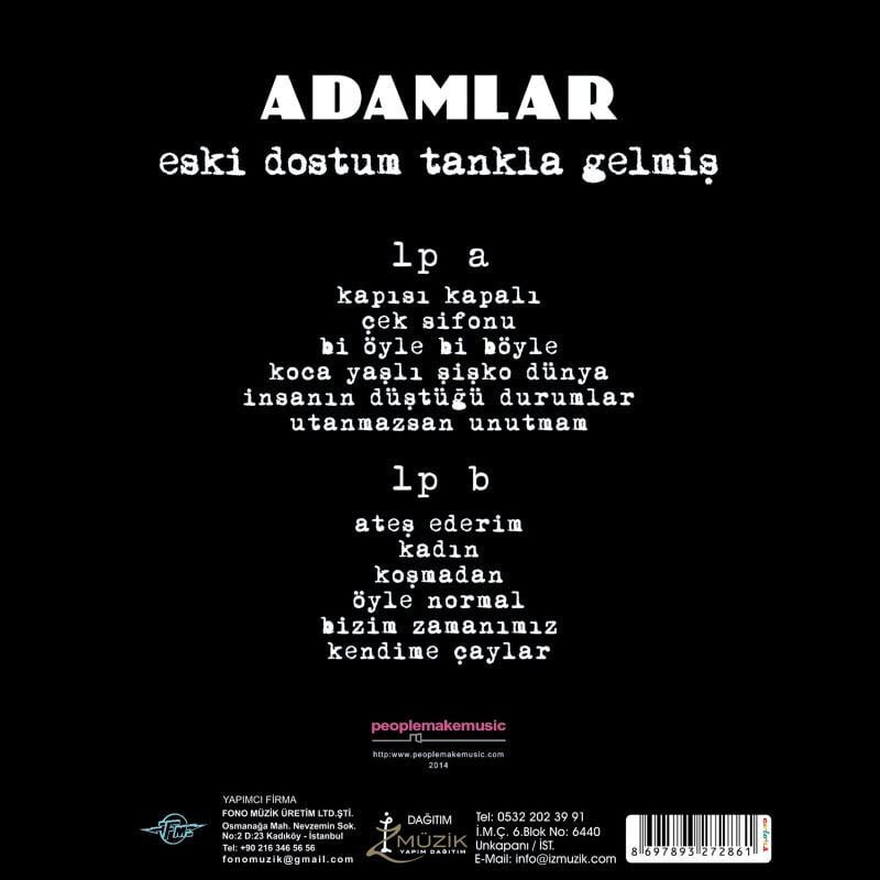 Adamlar - Eski Dostum Tankla Gelmiş Renkli Plak
