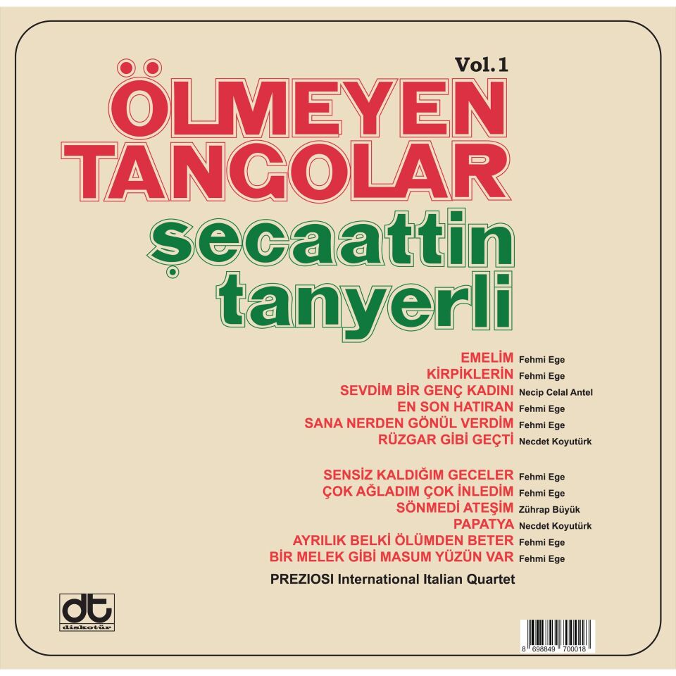 Şecaattin Tanyerli - Ölmeyen Tangolar Vol.1  Plak
