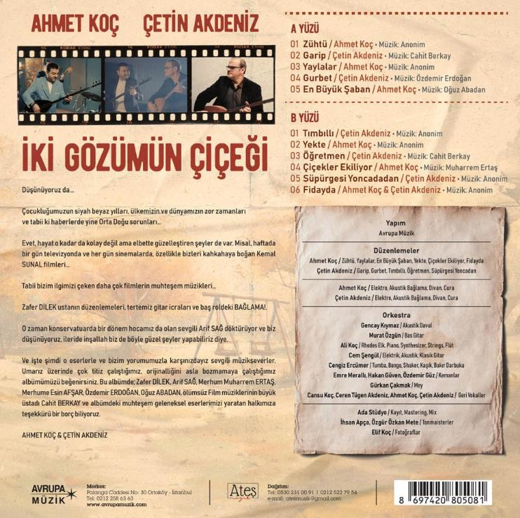 Ahmet Koç - Çetin Akdeniz - İki Gözümün Çiçeği Plak