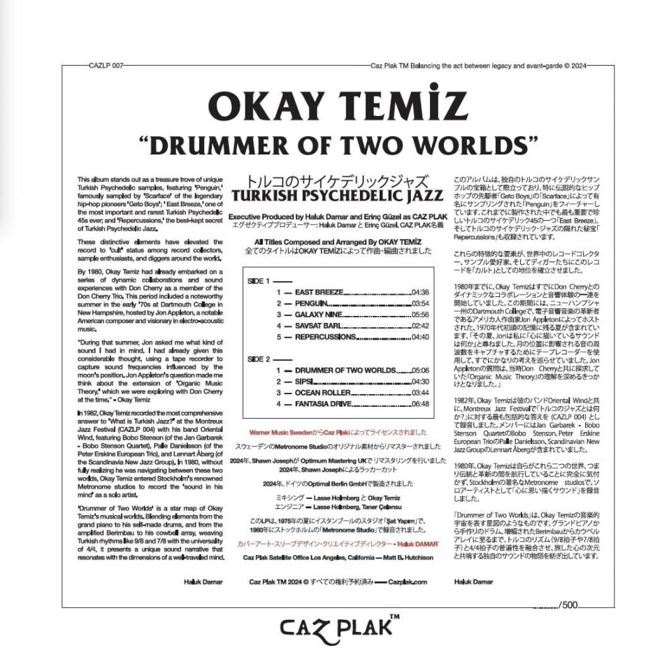 -Okay Temiz - Drummer Of Two Worlds Plak