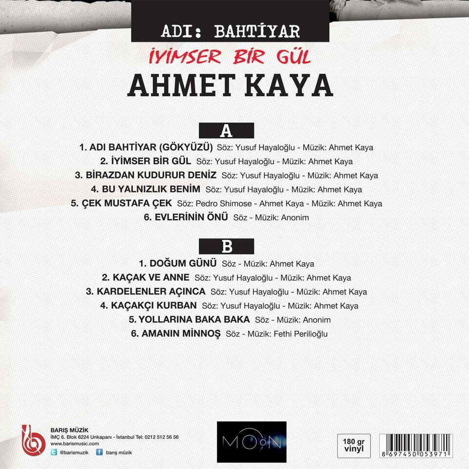 Ahmet Kaya - Adı Bahtiyar - İyimser Bir Gül Plak