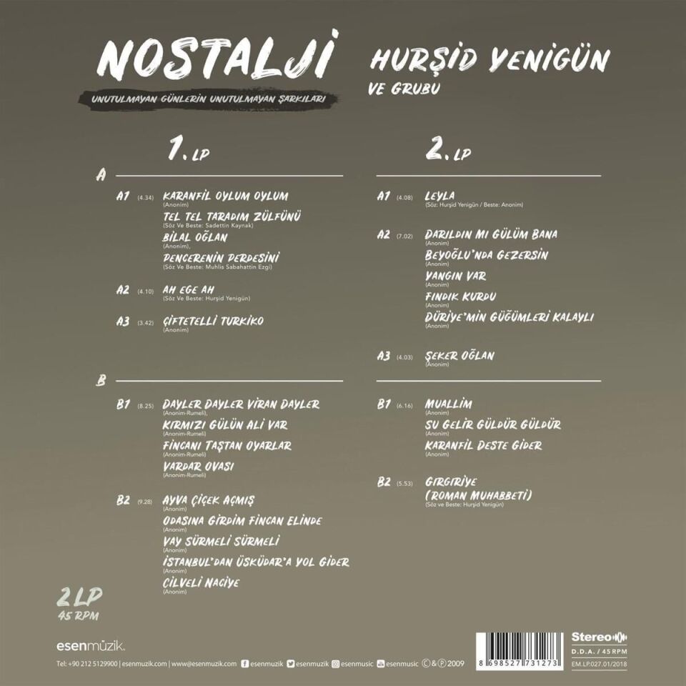 Hurşid Yenigün - Unutulmayan Şarkılar 2'li Plak