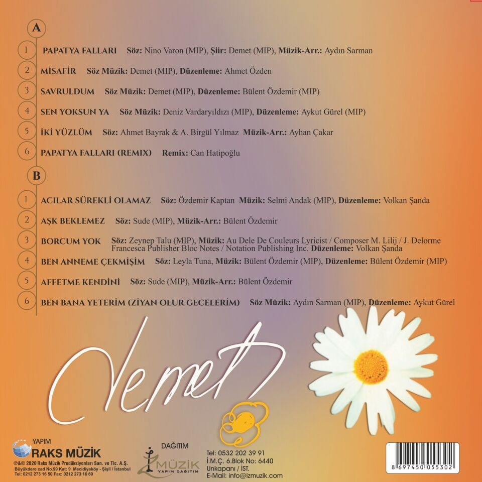 Demet Sağıroğlu - Papatya Falları Sarı Plak